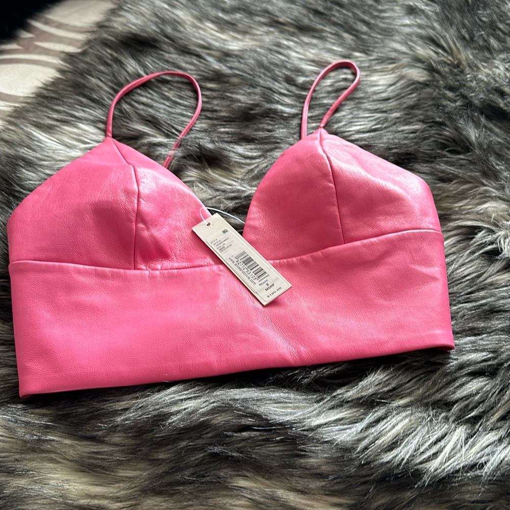 NWT Alice + Olivia faux leather crop top